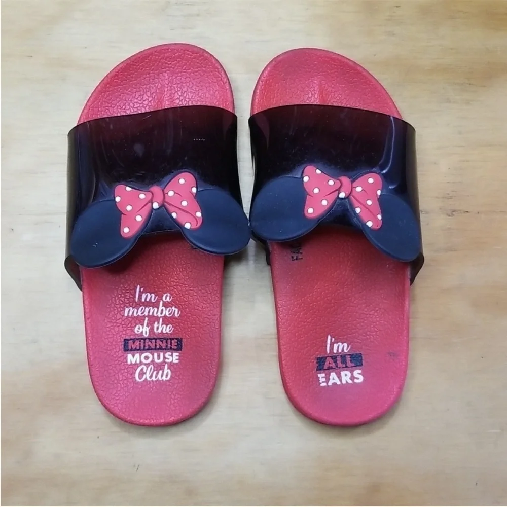 Disney Minnie Mouse Girl's Summer Black & Red Bow with Polka Dots Sandals Size 9